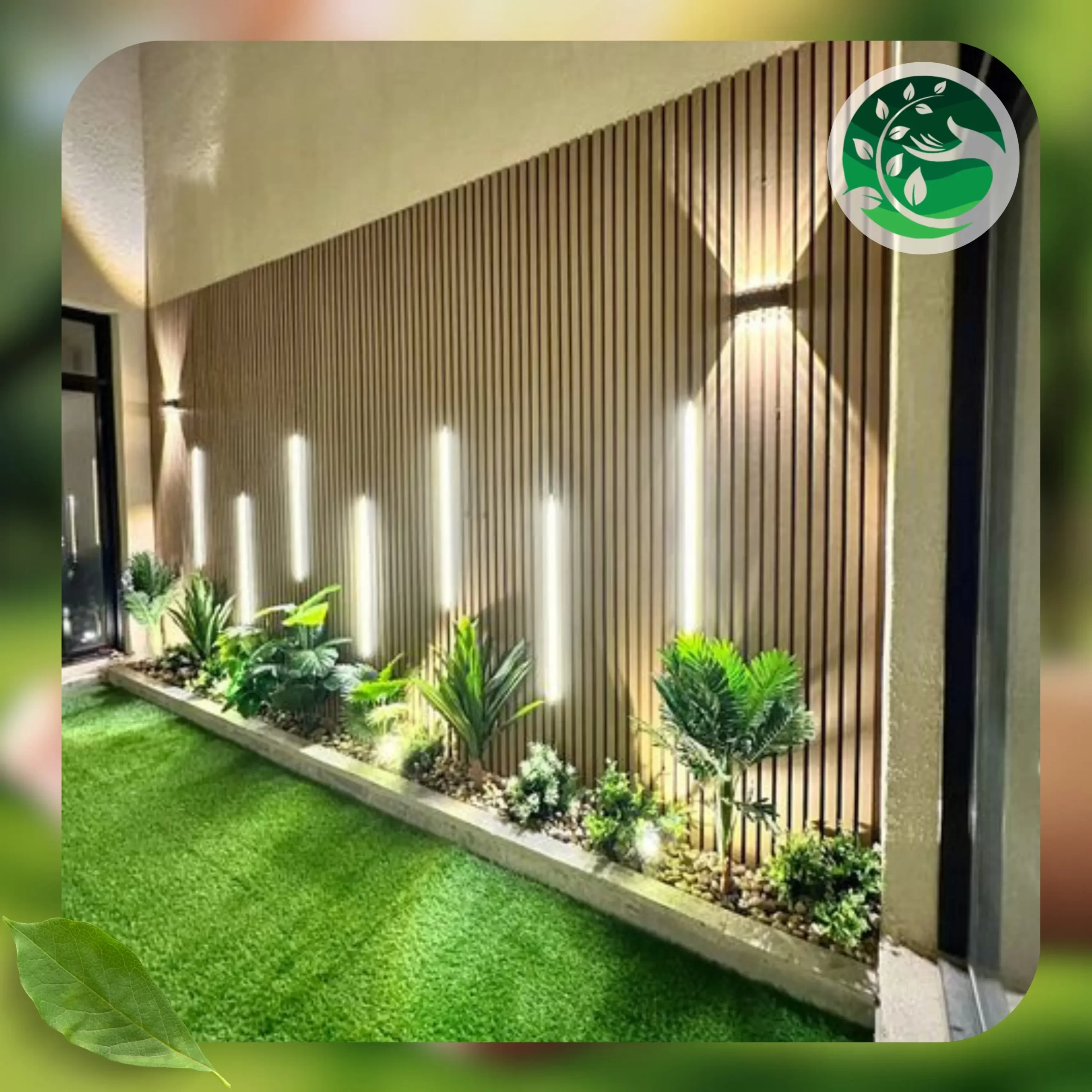 تصميم حديقة منزلية احترافية بمخطط منسق ونباتات خضراء